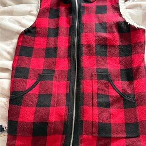 Cynthia Rowley Red and Black Checkered Vest